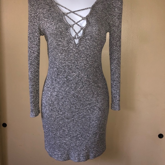 Grey knit mini dress - Picture 2 of 2